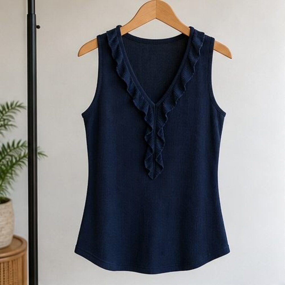 Navy Wrap Blouse